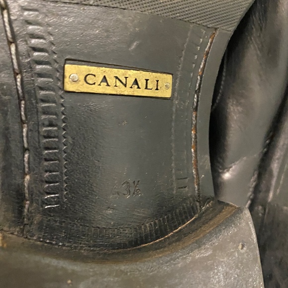 Canali Black Leather Men's Oxfords - Picture 9 of 16